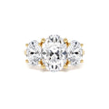 5.15 CTW Lab-Grown Oval Shaped Three-Stone Diamond Engagement Ring in 14K Gold — view 1