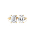2.00 CTW Emerald & Oval Cut Toi et Moi Lab-Grown Diamond Ring in 14K Gold — view 1