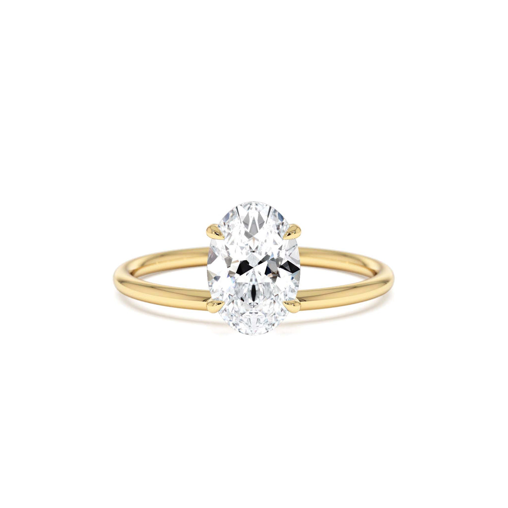 1.00 CTW Oval Shaped Lab-Grown Diamond Elevated Basket Solitaire Ring – Irena in 14K Gold — view 1
