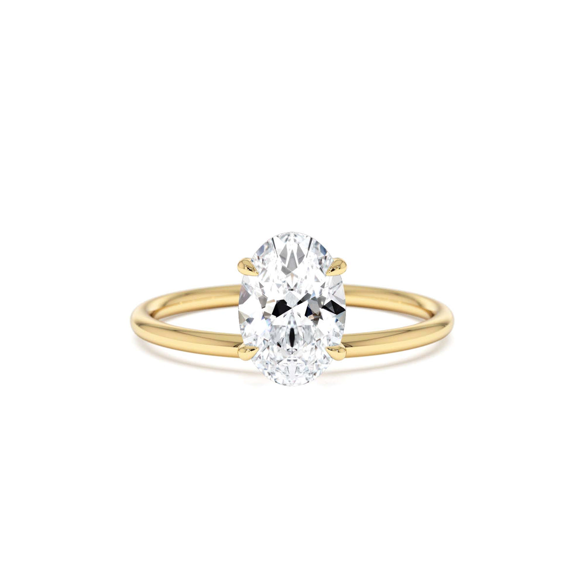 1.00 CTW Oval Shaped Lab-Grown Diamond Elevated Basket Solitaire Ring – Irena in 14K Gold — view 1