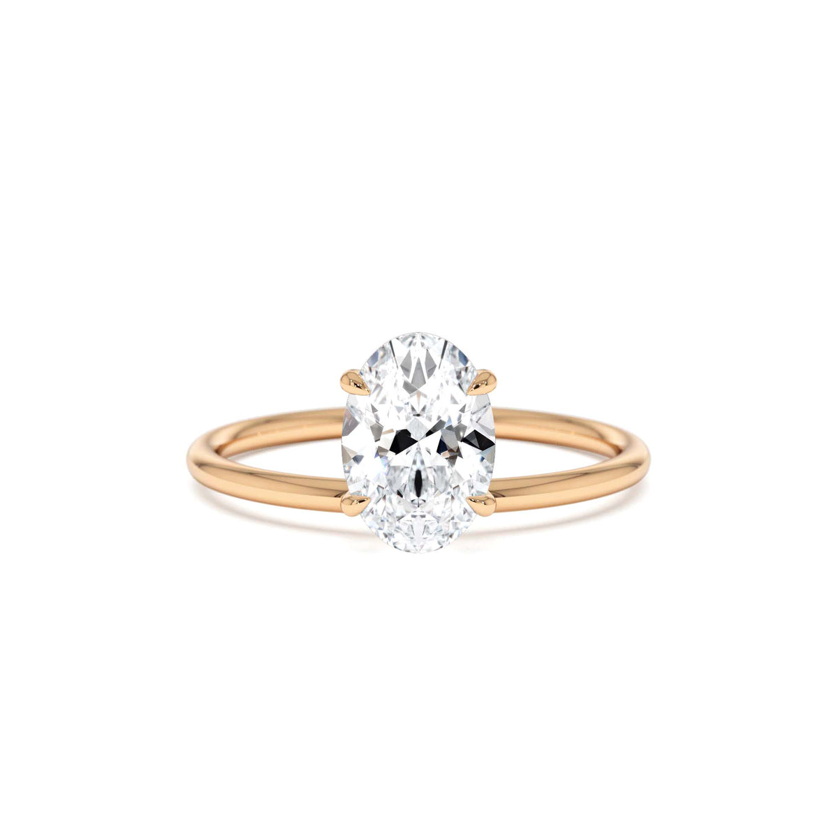 1.00 CTW Oval Shaped Lab-Grown Diamond Elevated Basket Solitaire Ring – Irena in 14K Gold — view 5