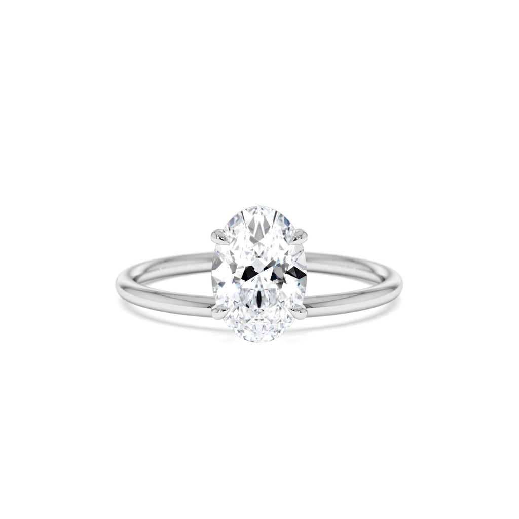 1.00 CTW Oval Shaped Lab-Grown Diamond Elevated Basket Solitaire Ring – Irena in 14K Gold — view 4