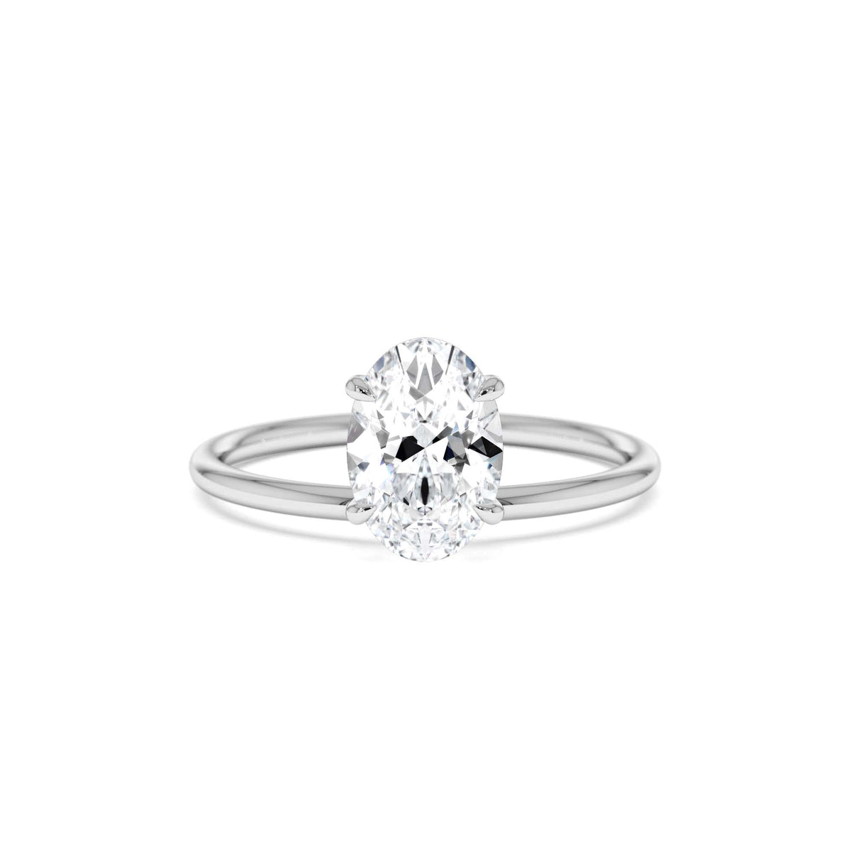 1.00 CTW Oval Shaped Lab-Grown Diamond Elevated Basket Solitaire Ring – Irena in 14K Gold — view 4