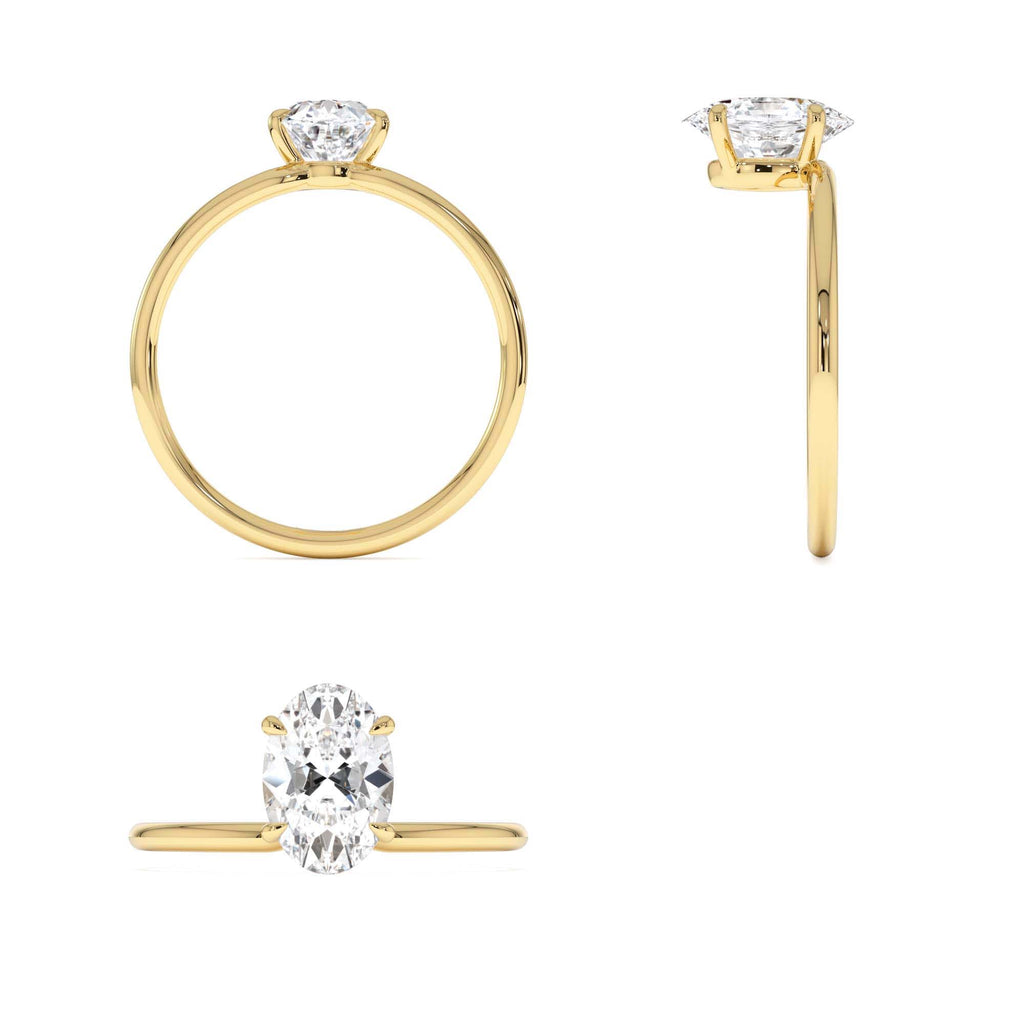 1.00 CTW Oval Shaped Lab-Grown Diamond Elevated Basket Solitaire Ring – Irena in 14K Gold — view 3