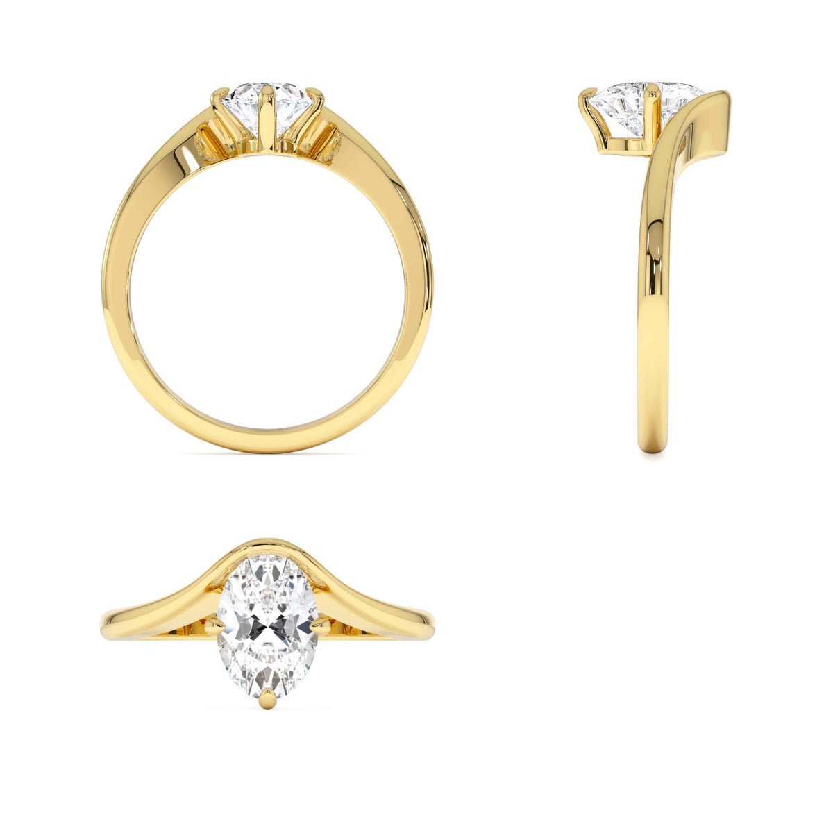 1.00 CTW Oval Cut Lab-Grown Diamond Designer Setting Ring – Nerissa in 14K Gold — view 3