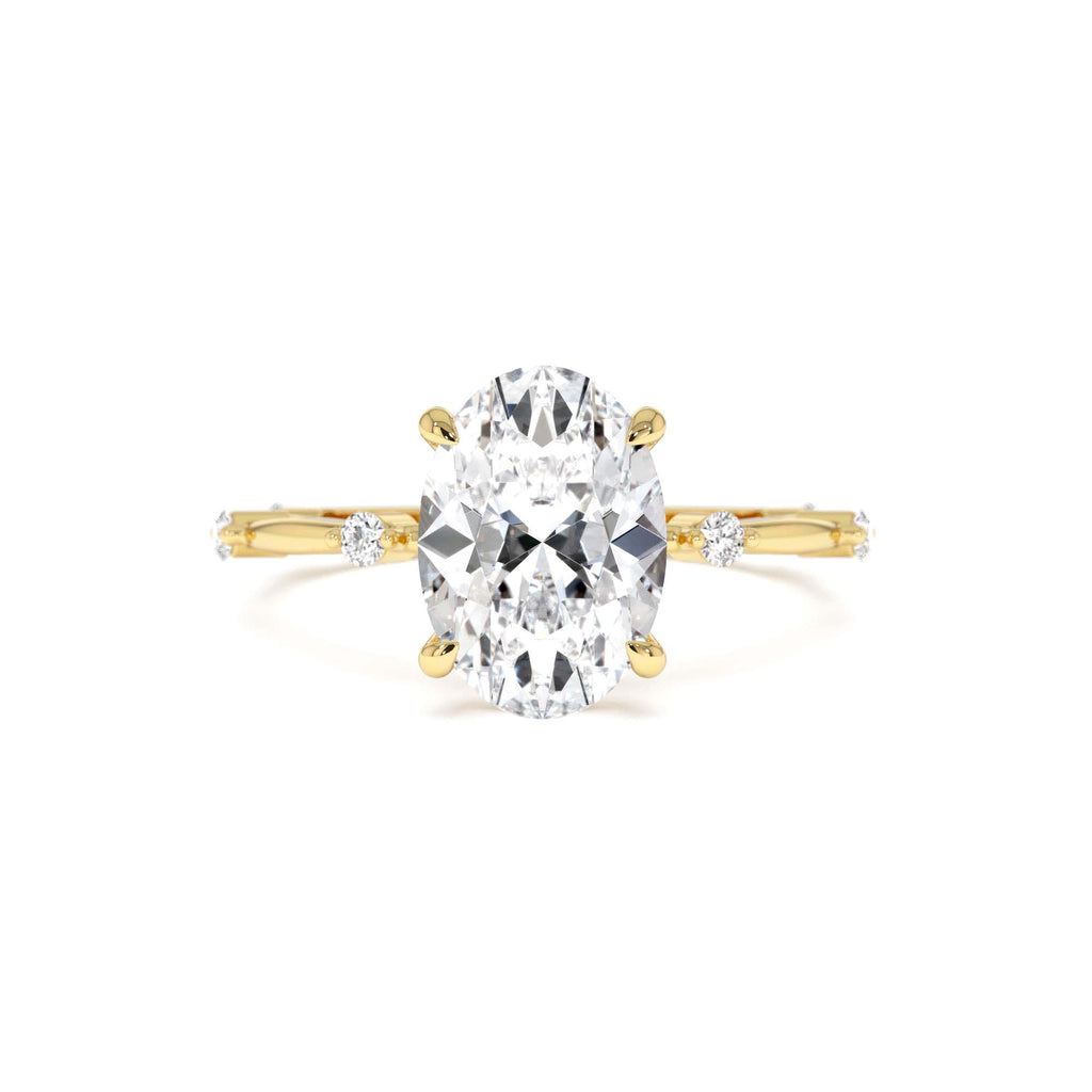 1.55 CTW Lab-Grown Oval Diamond Engagement Ring Accent Band in 14K Gold — view 1