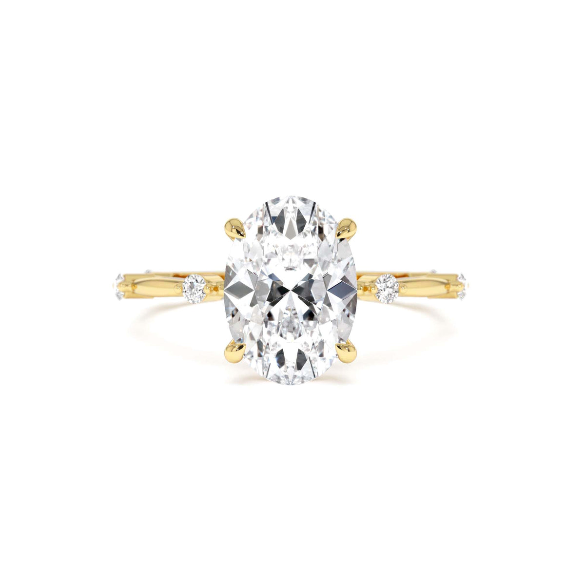 1.55 CTW Lab-Grown Oval Diamond Engagement Ring Accent Band in 14K Gold — view 1
