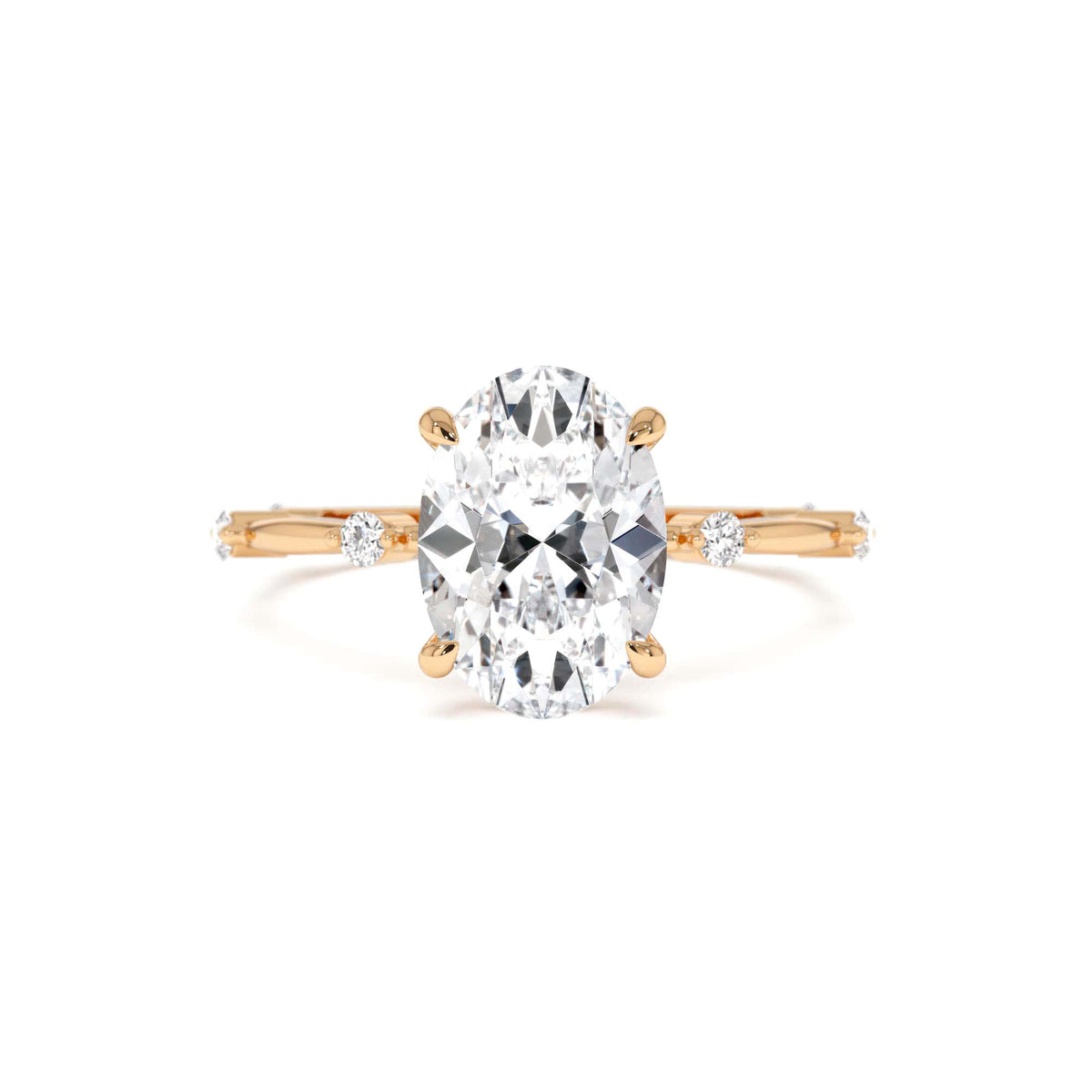 1.55 CTW Lab-Grown Oval Diamond Engagement Ring Accent Band in 14K Gold — view 5