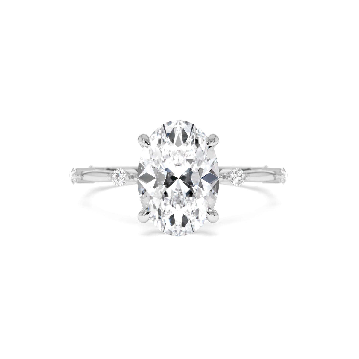 1.55 CTW Lab-Grown Oval Diamond Engagement Ring Accent Band in 14K Gold — view 4