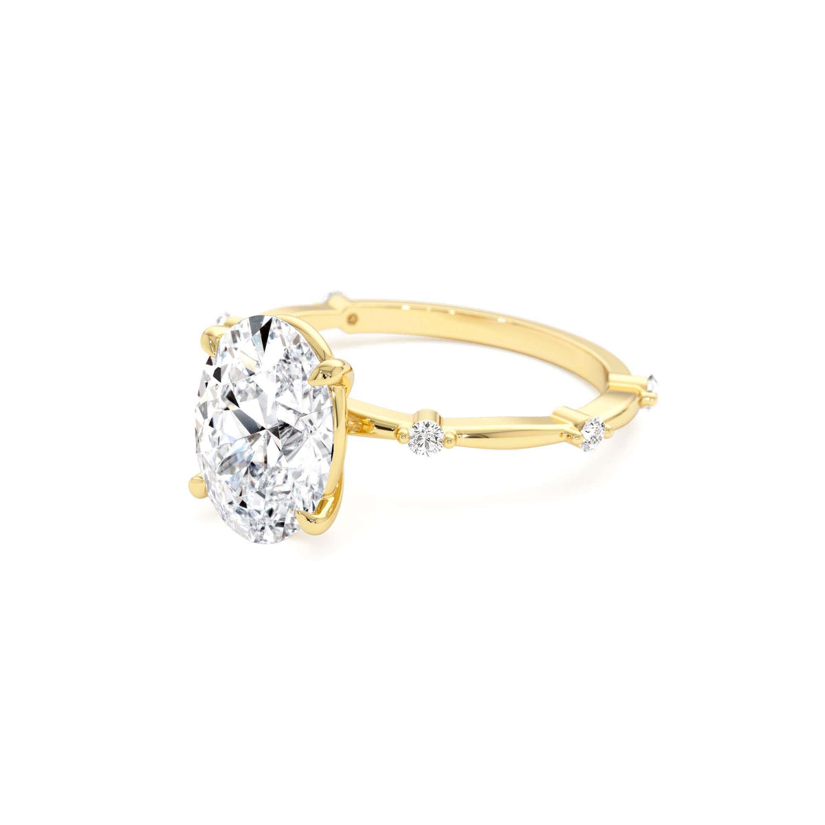 1.55 CTW Lab-Grown Oval Diamond Engagement Ring Accent Band in 14K Gold — view 2