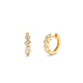Diamond Hoop Earrings Gold Huggies with Mixed Cuts in 14K Gold — view 1