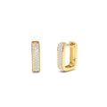 Diamond Pave Huggie Earrings Square Gold Hoops in 14K Gold — view 1