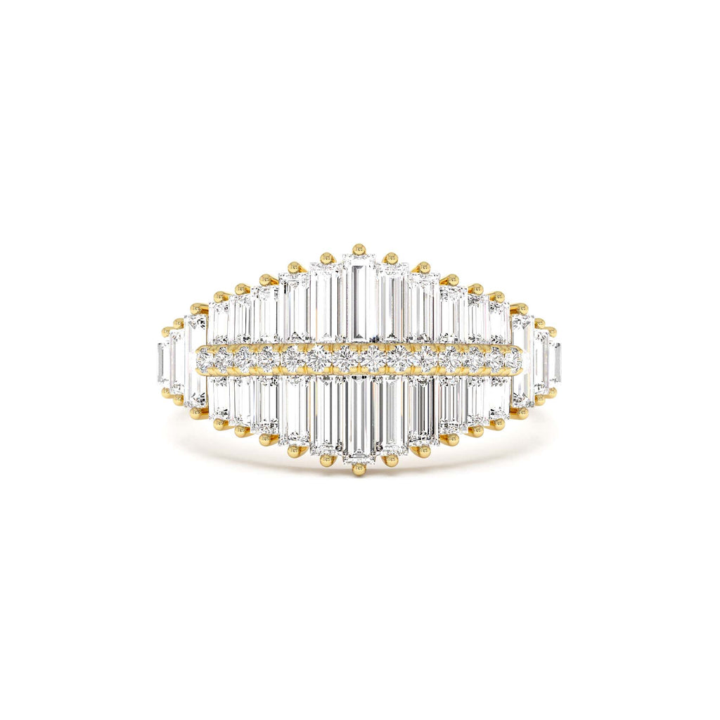 Tiered Baguette Diamond Statement Cocktail Ring in 14K Gold — view 1