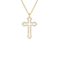 Pavé Diamond Cross Pendant Necklace in 14K Gold — view 1