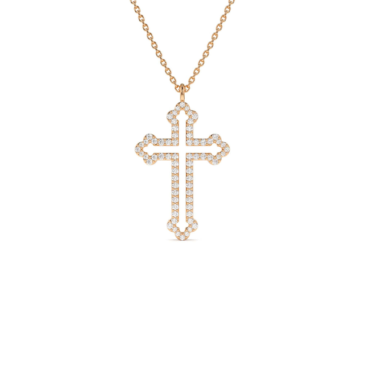 Pavé Diamond Cross Pendant Necklace in 14K Gold — view 4