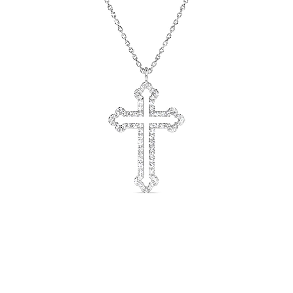 Pavé Diamond Cross Pendant Necklace in 14K Gold — view 3