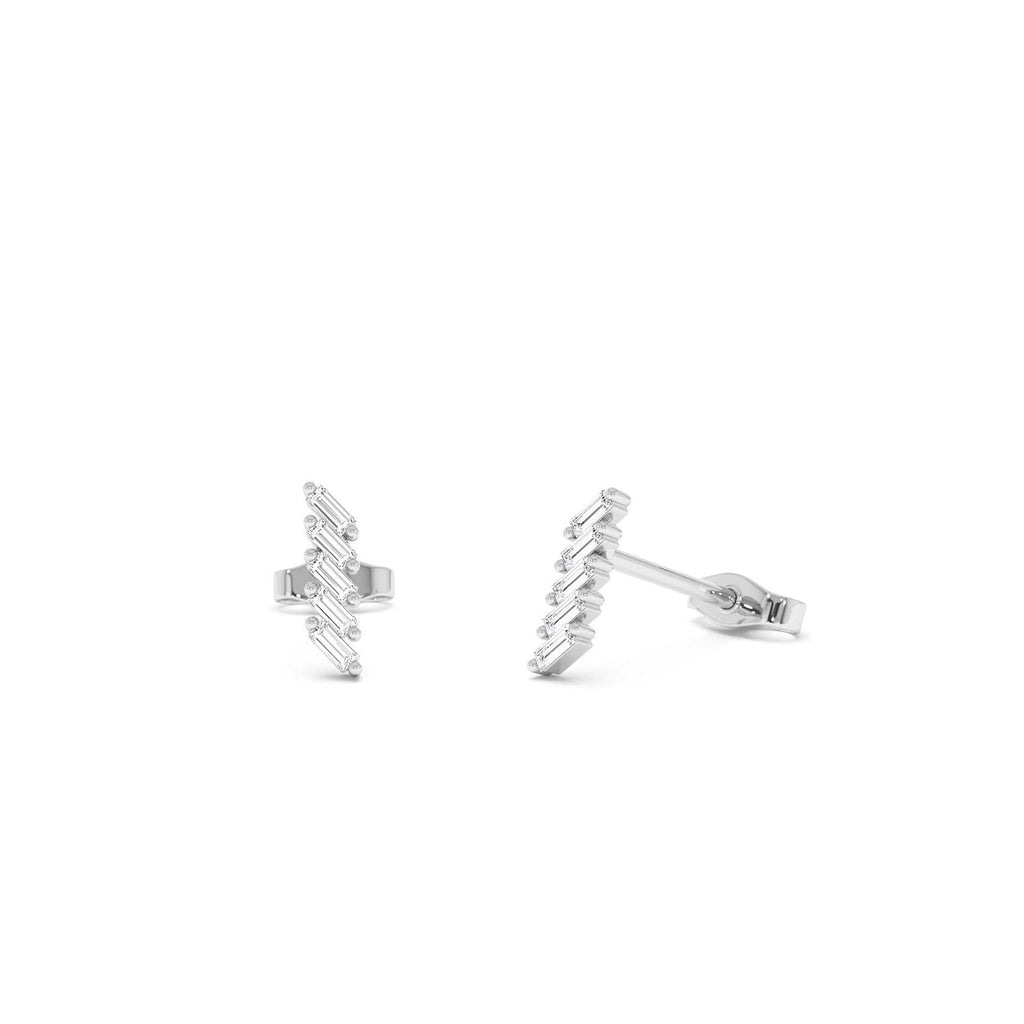 Geometric Baguette Diamond Studs in 14K Gold — view 3