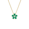 Emerald and Diamond Floral Pendant in 14K Gold — view 1