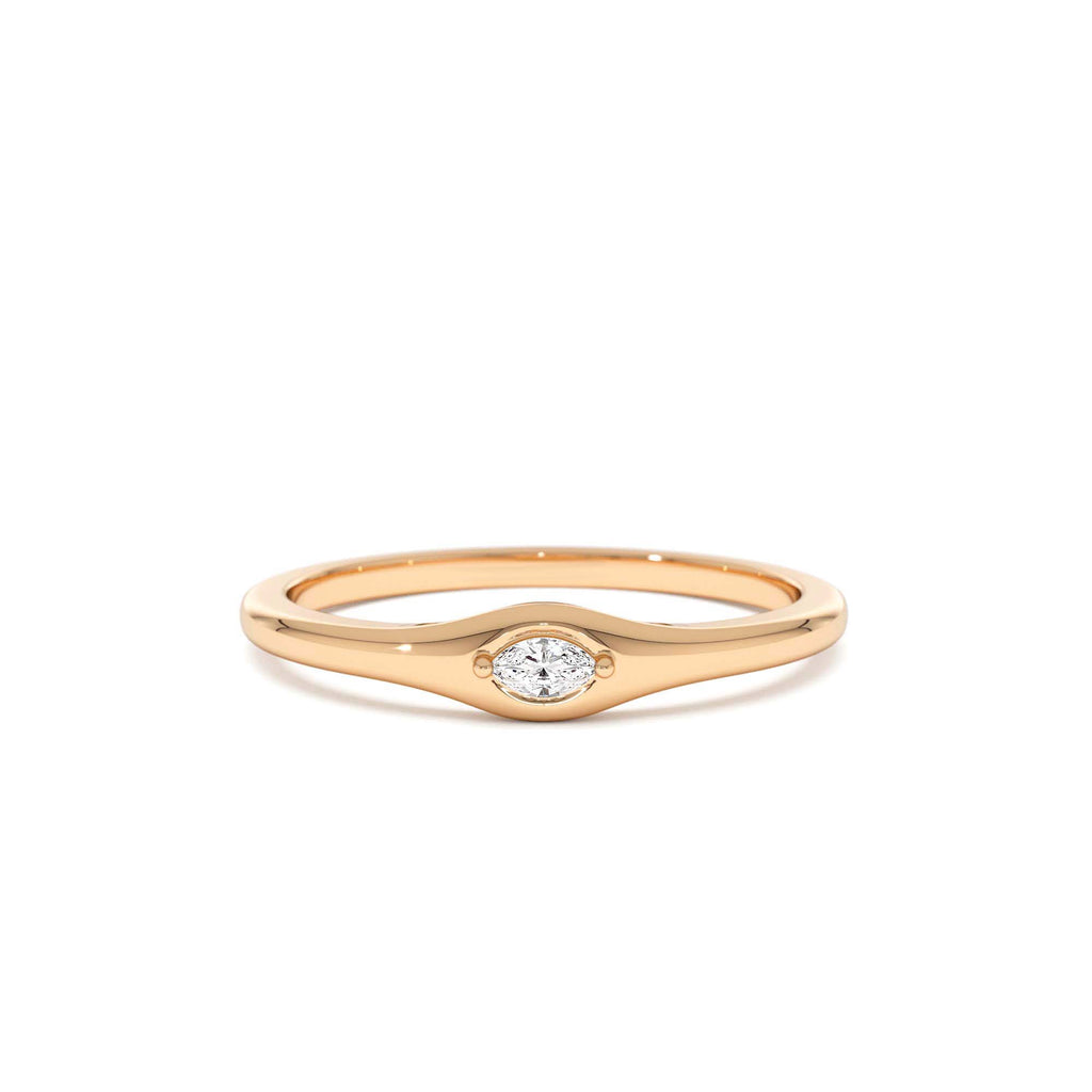 Marquise Diamond Stacking Ring in 14K Gold — view 5