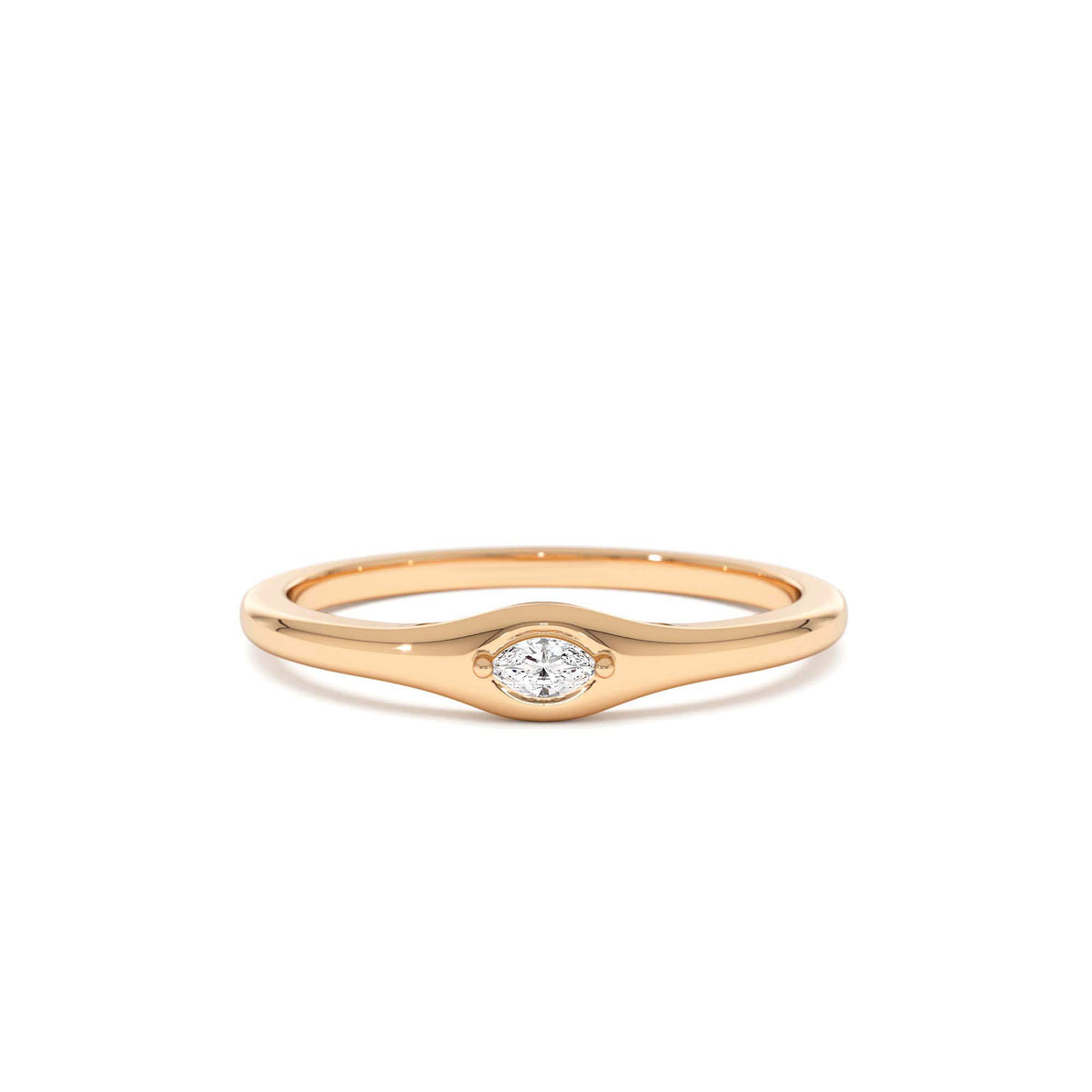Marquise Diamond Stacking Ring in 14K Gold — view 5