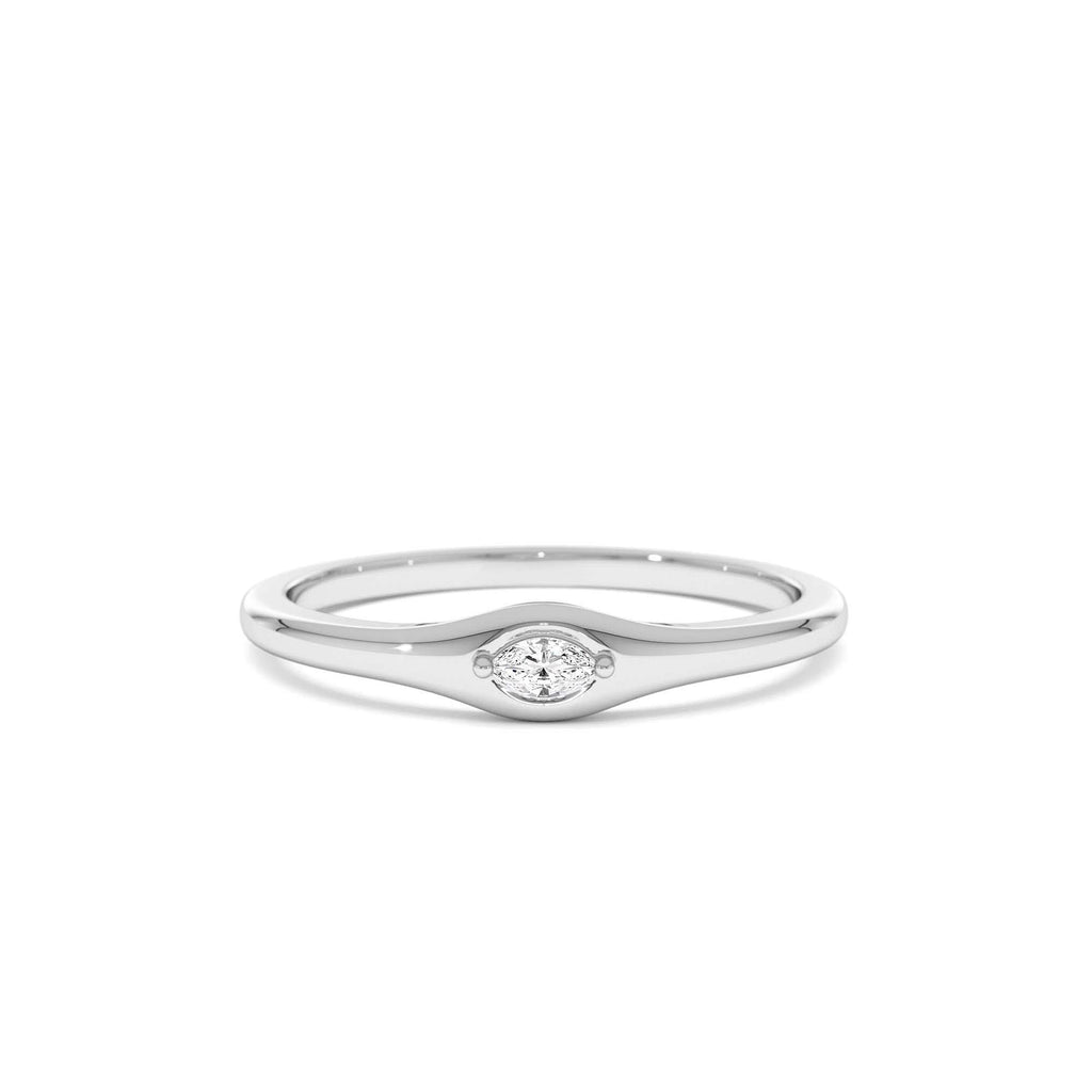 Marquise Diamond Stacking Ring in 14K Gold — view 4