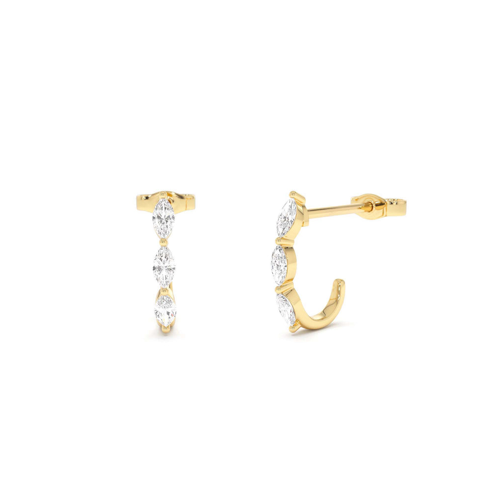 Marquise Diamond Open Hoop Earrings in 14K Gold — view 1