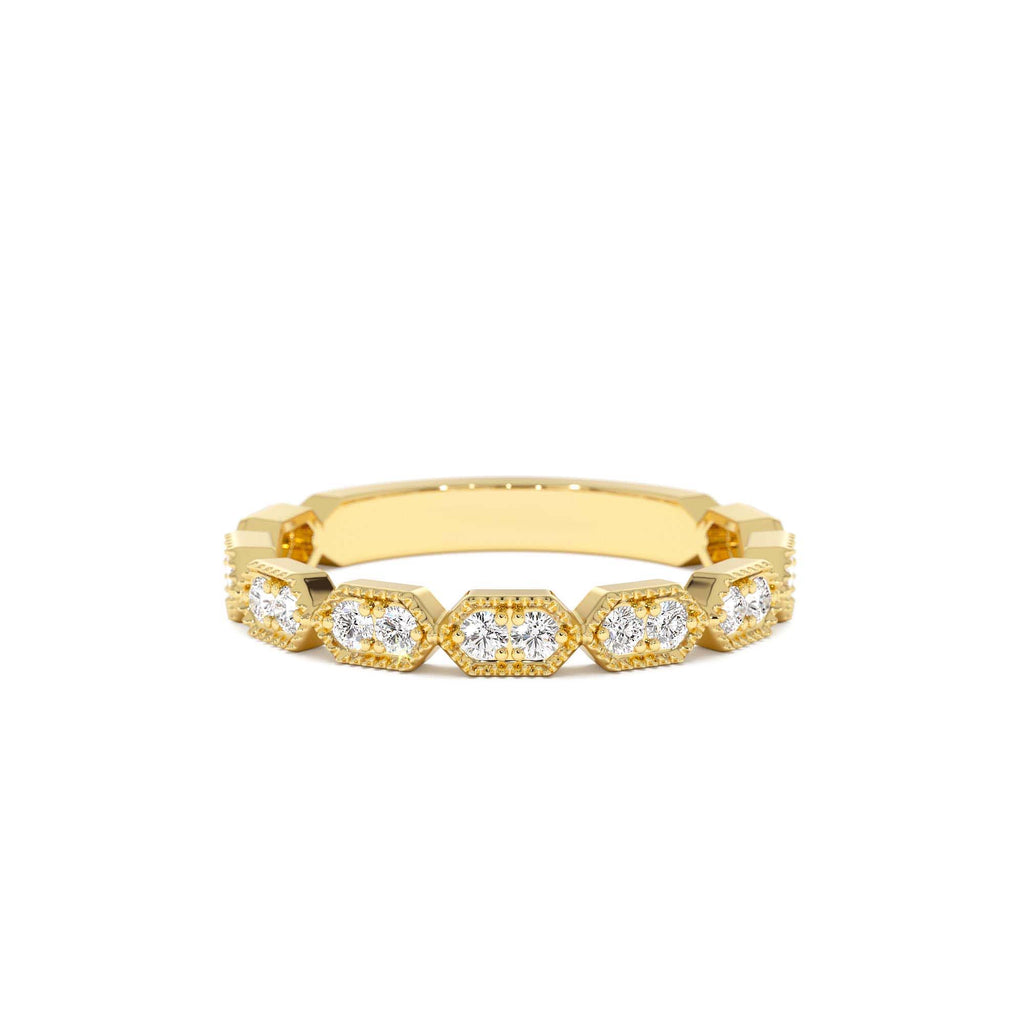 Stacking Filigree Diamond Ring in 14K Gold — view 1