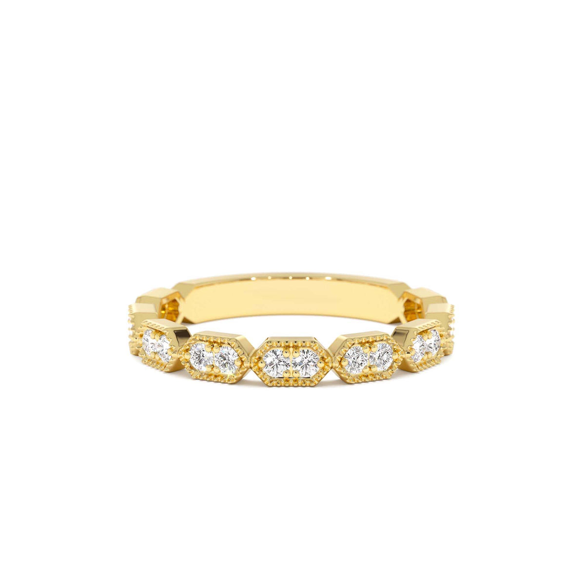 Stacking Filigree Diamond Ring in 14K Gold — view 1