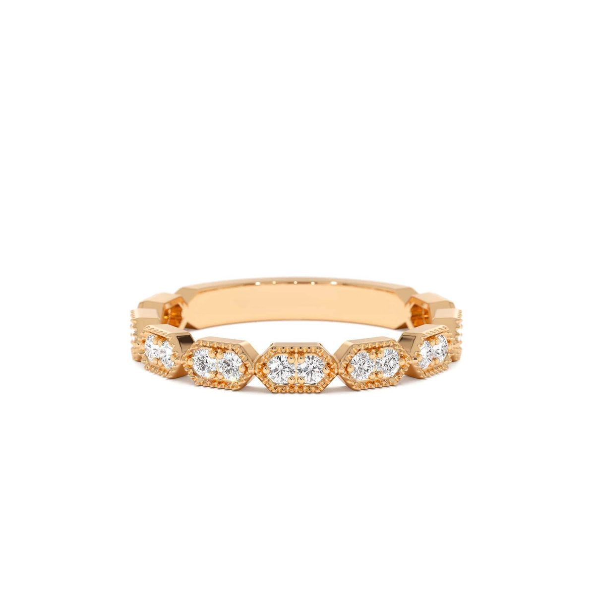 Stacking Filigree Diamond Ring in 14K Gold — view 6