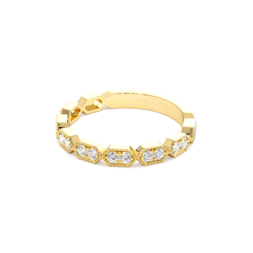 Stacking Filigree Diamond Ring in 14K Gold — view 2