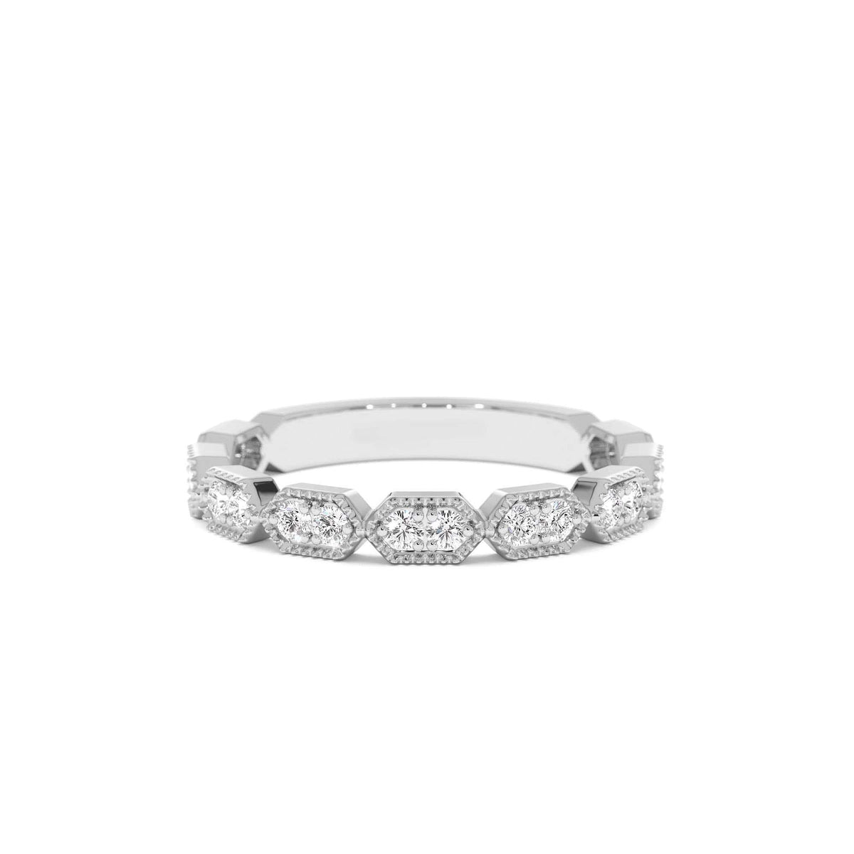 Stacking Filigree Diamond Ring in 14K Gold — view 5