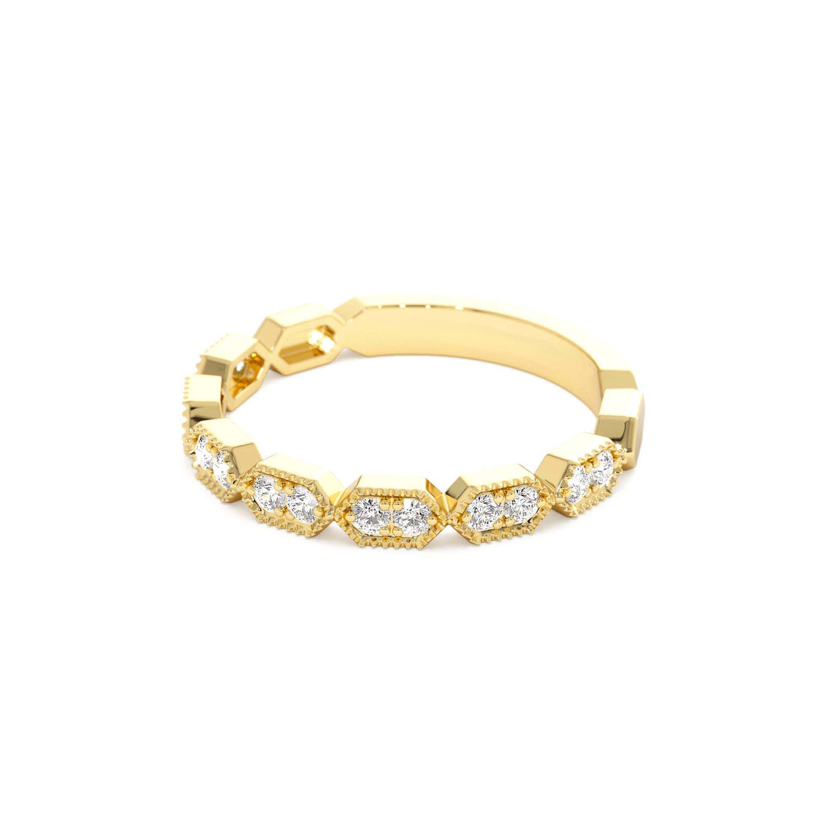 Stacking Filigree Diamond Ring in 14K Gold — view 4