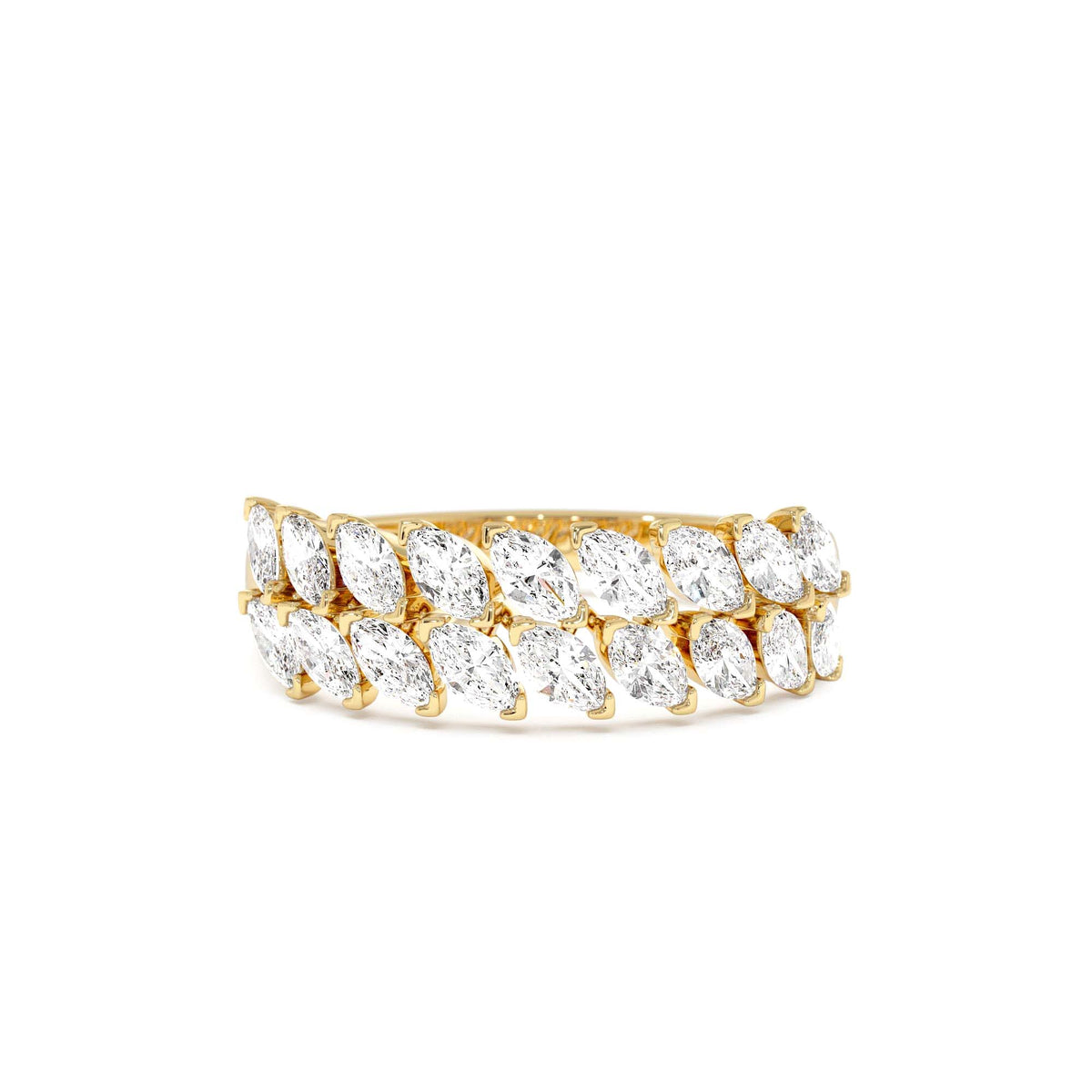 Double Row Marquise Anniversary Ring in 14K Gold — view 1