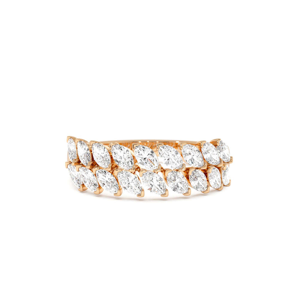 Double Row Marquise Anniversary Ring in 14K Gold — view 5