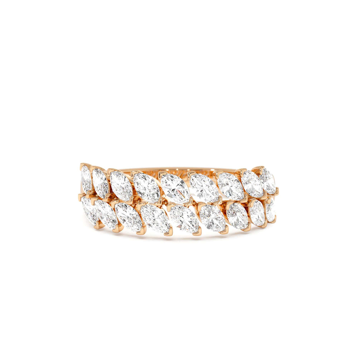 Double Row Marquise Anniversary Ring in 14K Gold — view 5