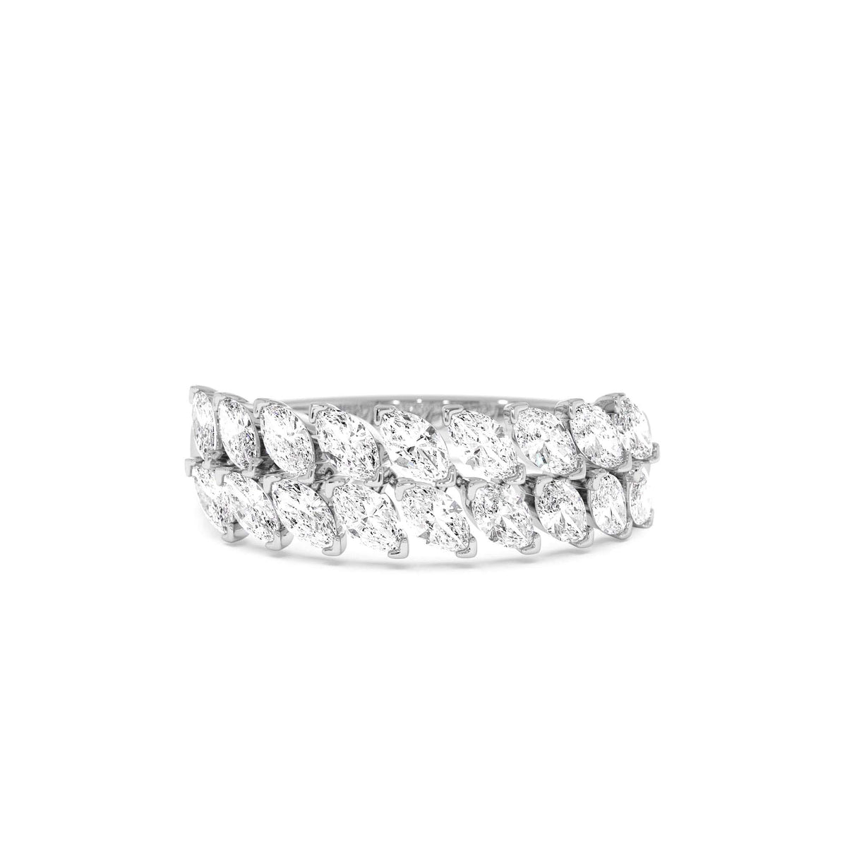 Double Row Marquise Anniversary Ring in 14K Gold — view 4