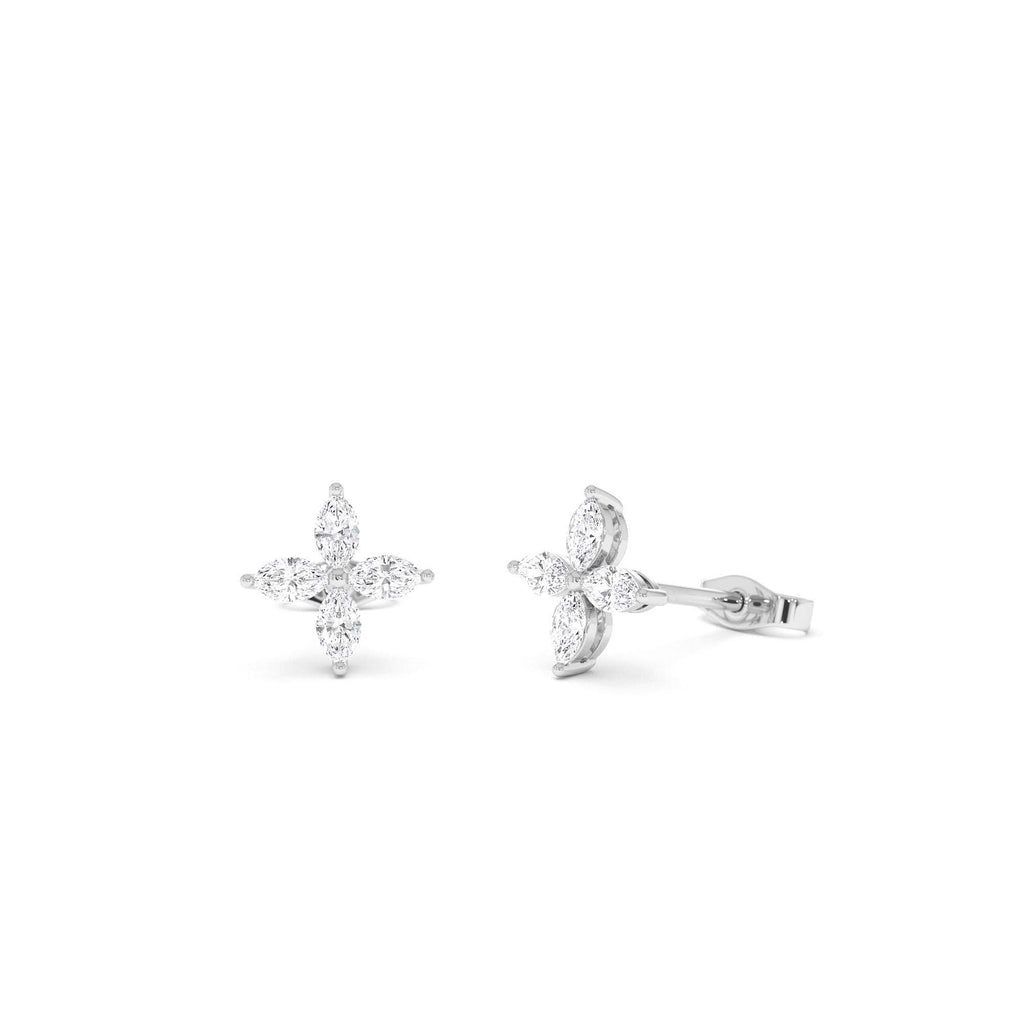 Marquise Diamond Cluster Studs in 14K Gold — view 3