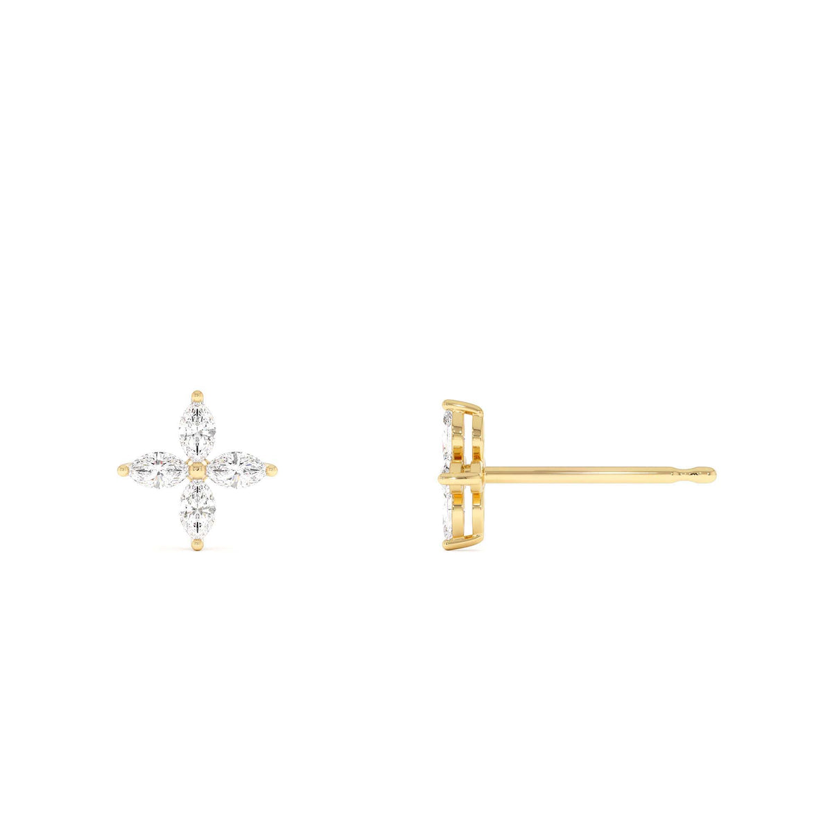 Marquise Diamond Cluster Studs in 14K Gold — view 2