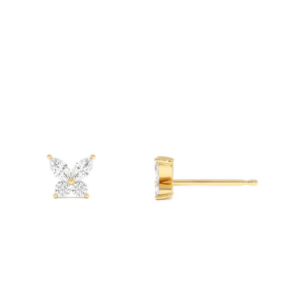 Marquise and Round Diamond Butterfly Studs in 14K Gold — view 2
