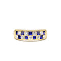Square Sapphire & Diamond Wedding Ring in 14K Gold — view 1