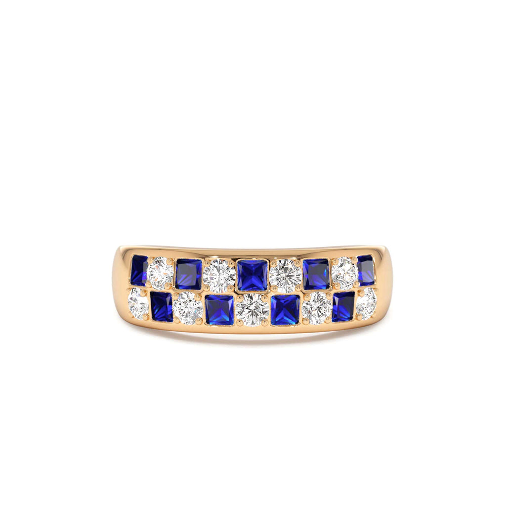 Square Sapphire & Diamond Wedding Ring in 14K Gold — view 5