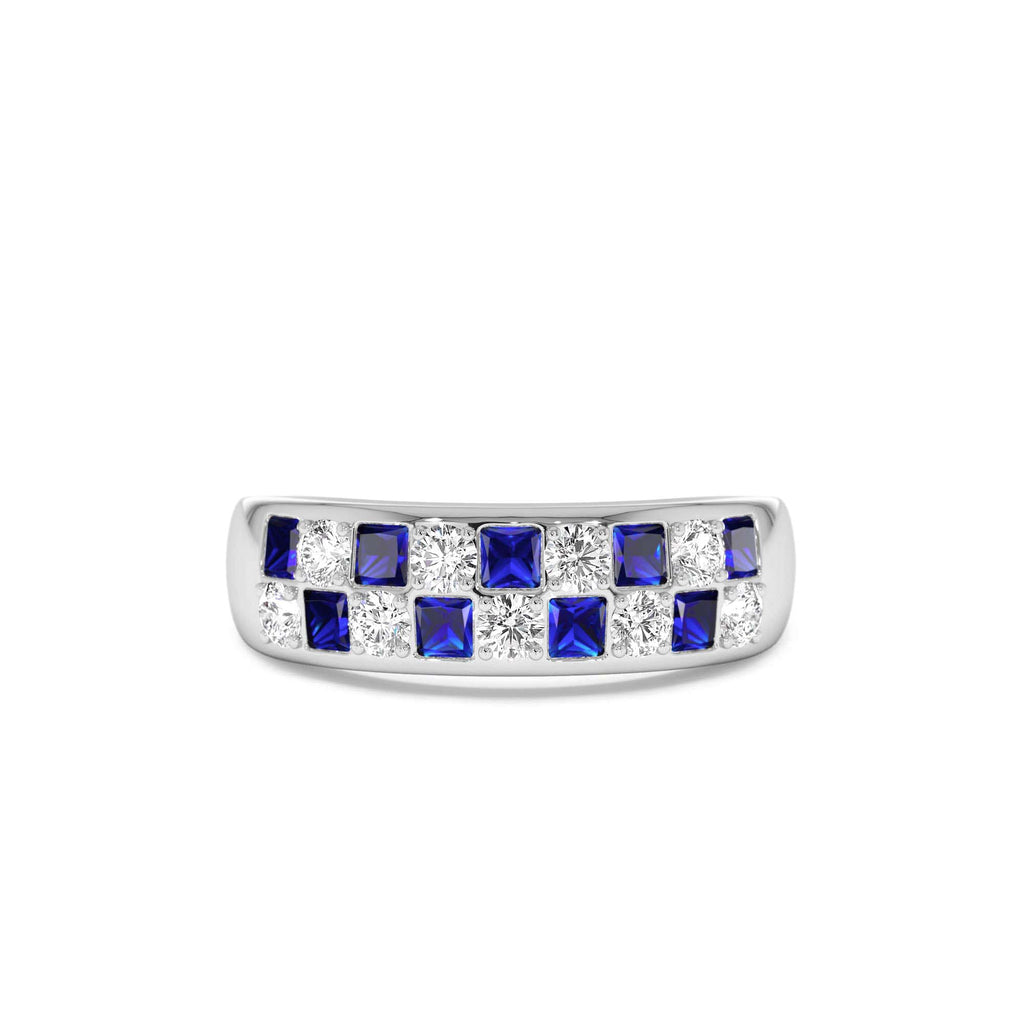 Square Sapphire & Diamond Wedding Ring in 14K Gold — view 4