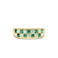 Square Emerald & Diamond Wedding Ring in 14K Gold — view 1