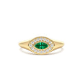 Marquise Emerald Halo Setting Ring in 14K Gold — view 1