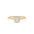 Diamond Halo Ring with Round and Baguette in 14K Gold — view 1