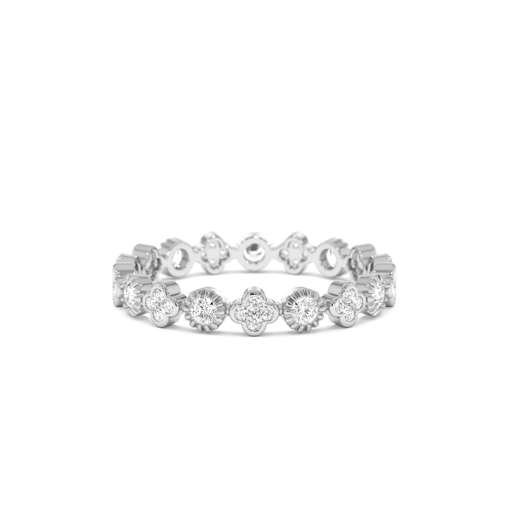 Diamond Eternity Bezel and Clover Ring in 14K Gold — view 4