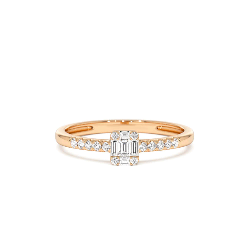Baguette Diamond Cluster Stacking Pavé Band in 14K Gold — view 5