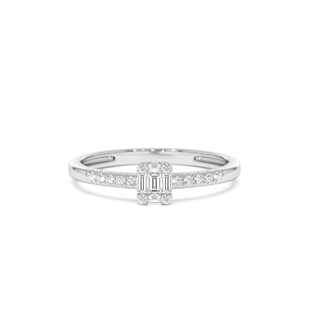 Baguette Diamond Cluster Stacking Pavé Band in 14K Gold — view 4
