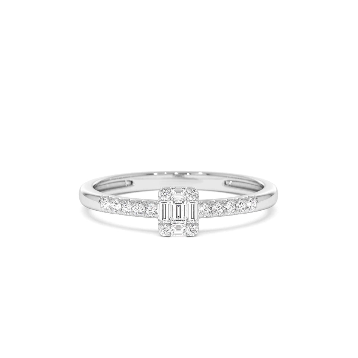 Baguette Diamond Cluster Stacking Pavé Band in 14K Gold — view 4