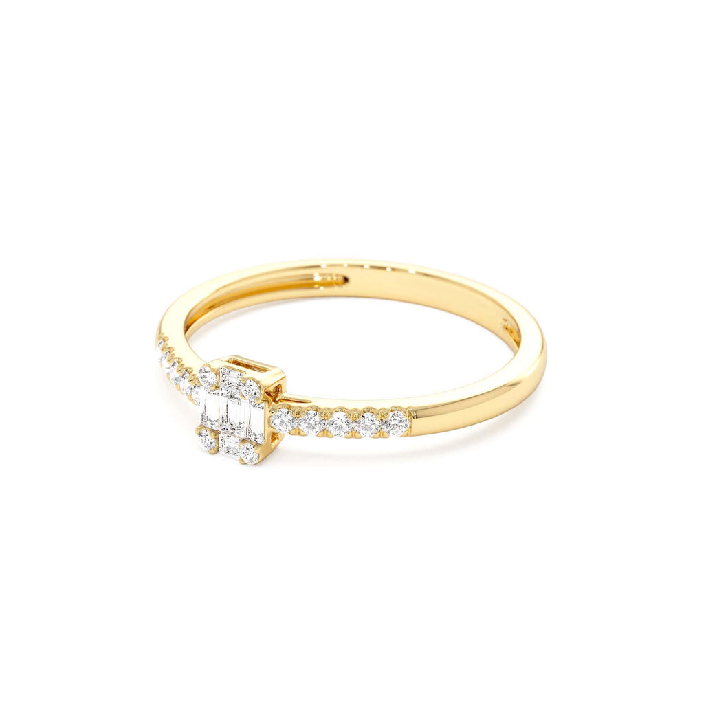 Baguette Diamond Cluster Stacking Pavé Band in 14K Gold — view 2
